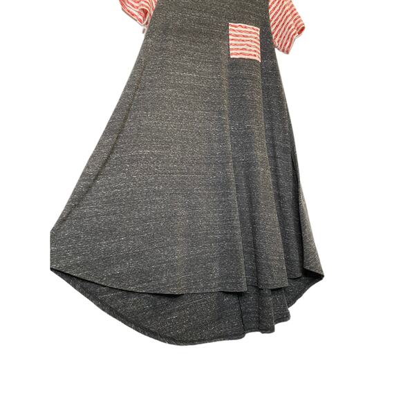 lularoe women  patriotic a line t shirt Dress sz xxs gray red white high low - Picture 6 of 6